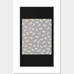 Gray  Abstract Mudcloth Lines Pattern Posters and Art